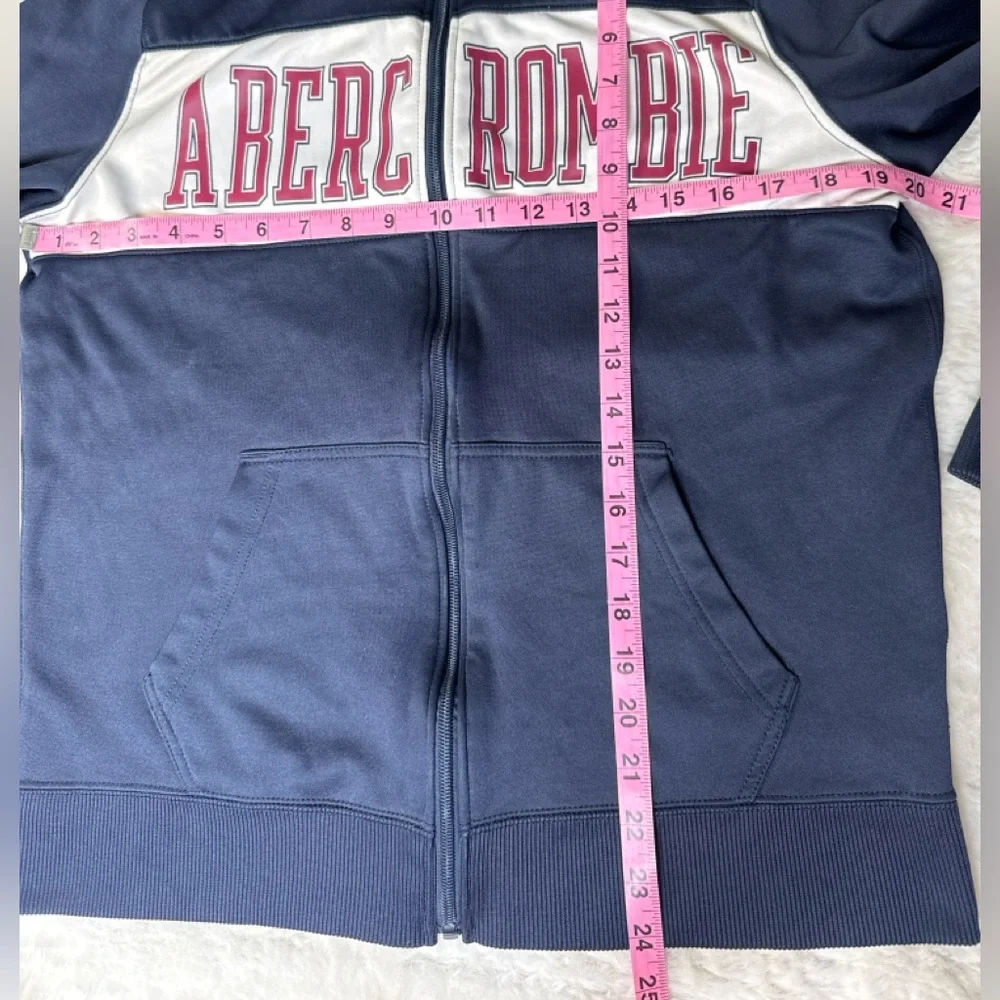 Abercrombie & Fitch Track‎ Jacket Spellout Womens M Navy Full Zip Athletic Read